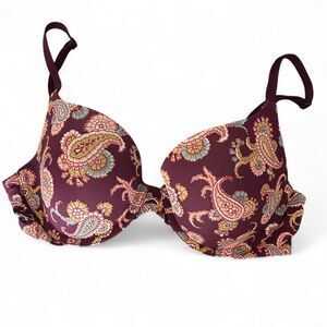 Victoria’s Secret perfect shape Burgundy and purple paisley print bra 36B